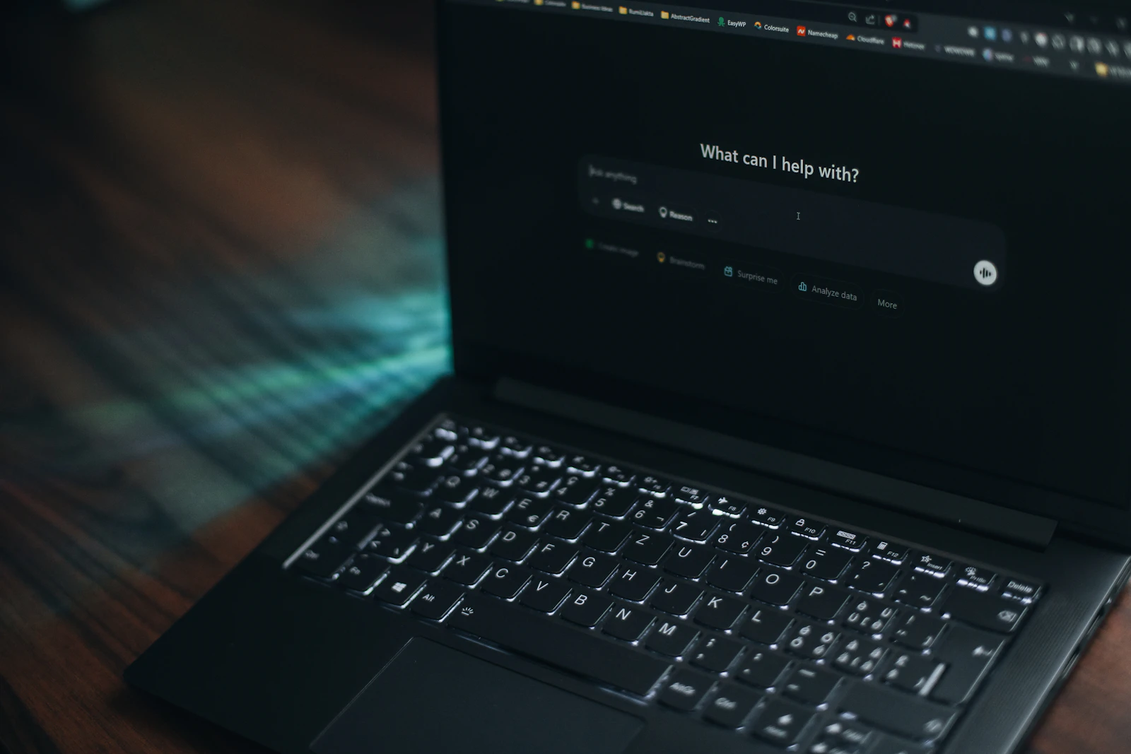 Laptop screen showing a help search bar, representing a home care software free trial