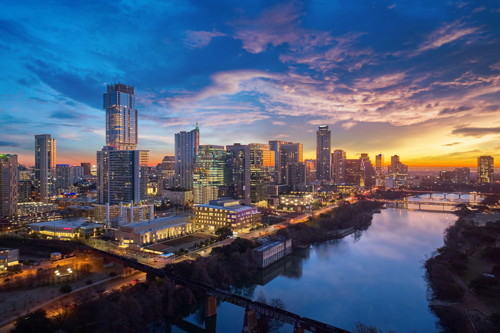 Texas city skyline at sunset, illustrating Texas home care EVV compliance
