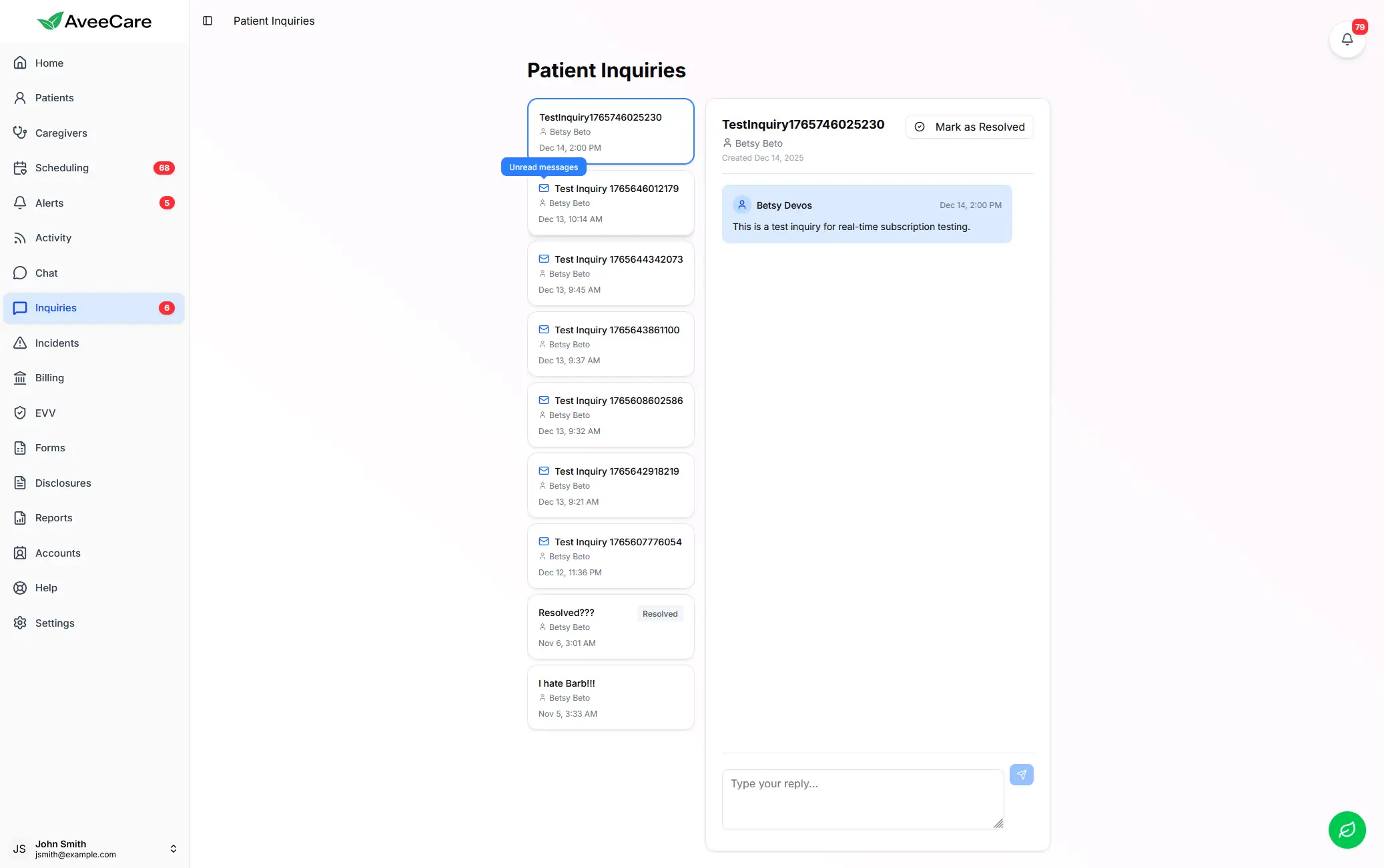 AveeCare patient inquiries management for Delaware home care agencies