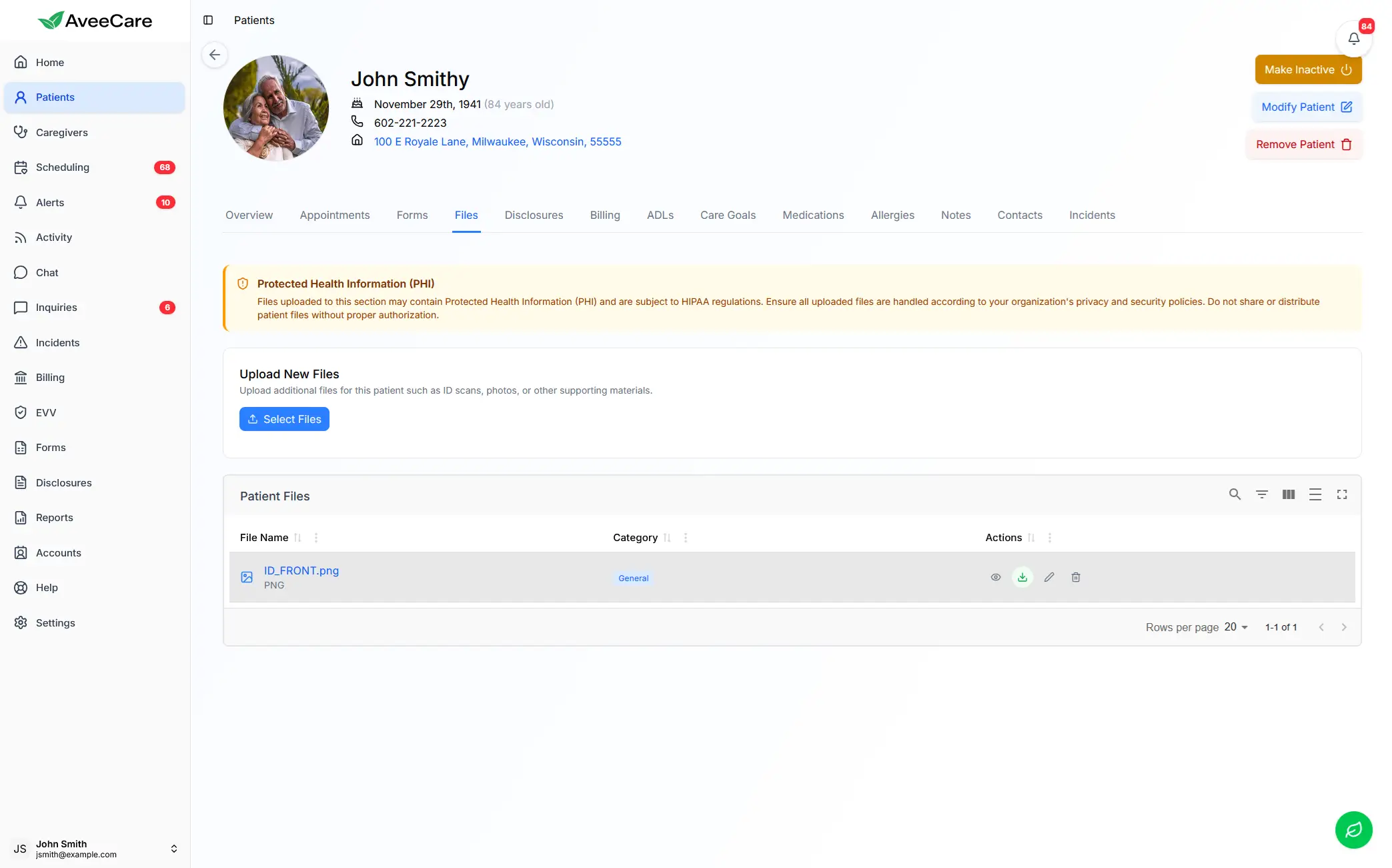 AveeCare document management for organizing tax deduction records