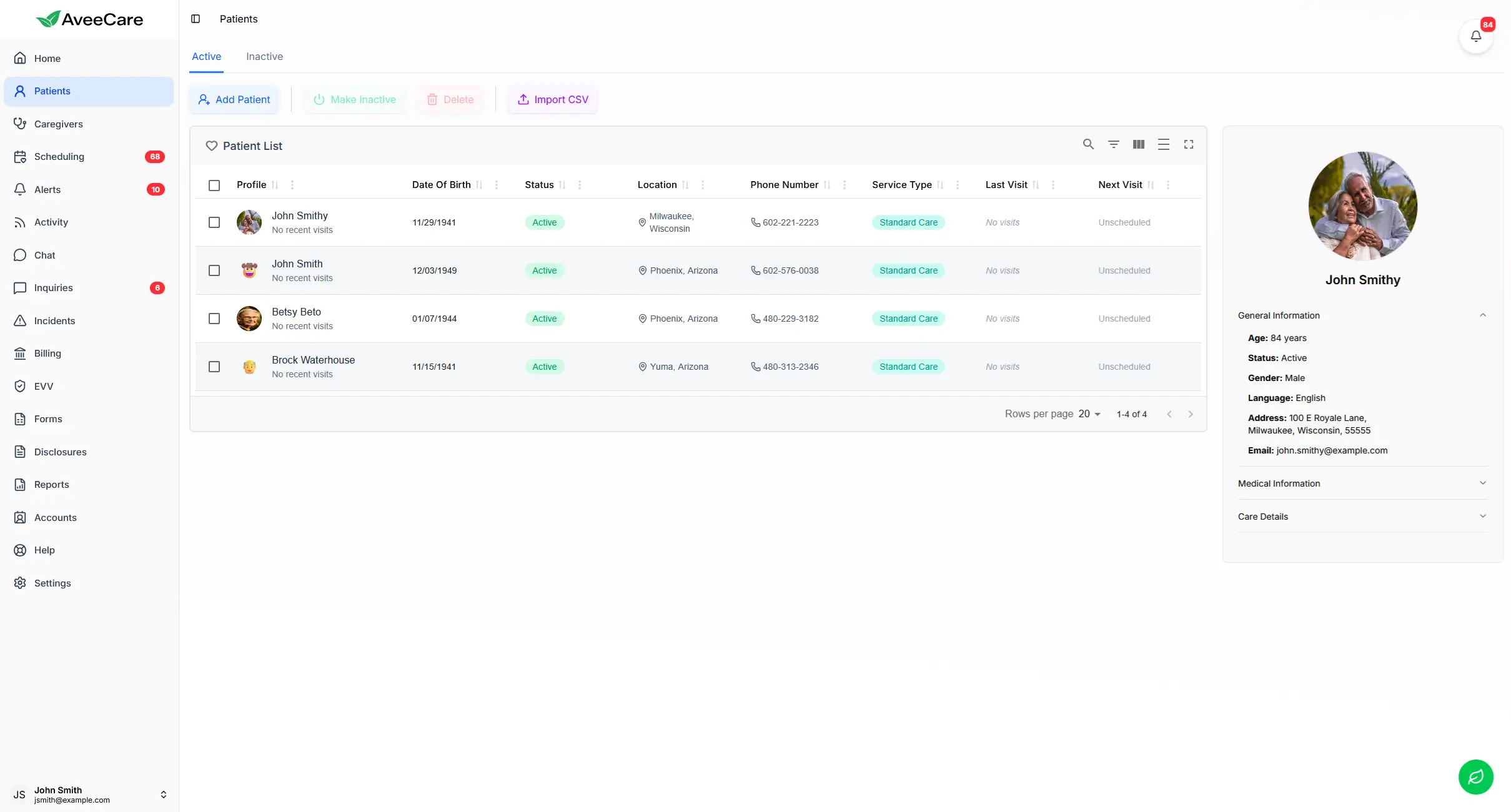 AveeCare patient list management for Maryland home care agencies