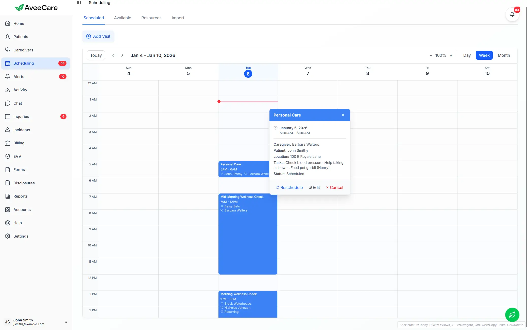 Week View Scheduling
