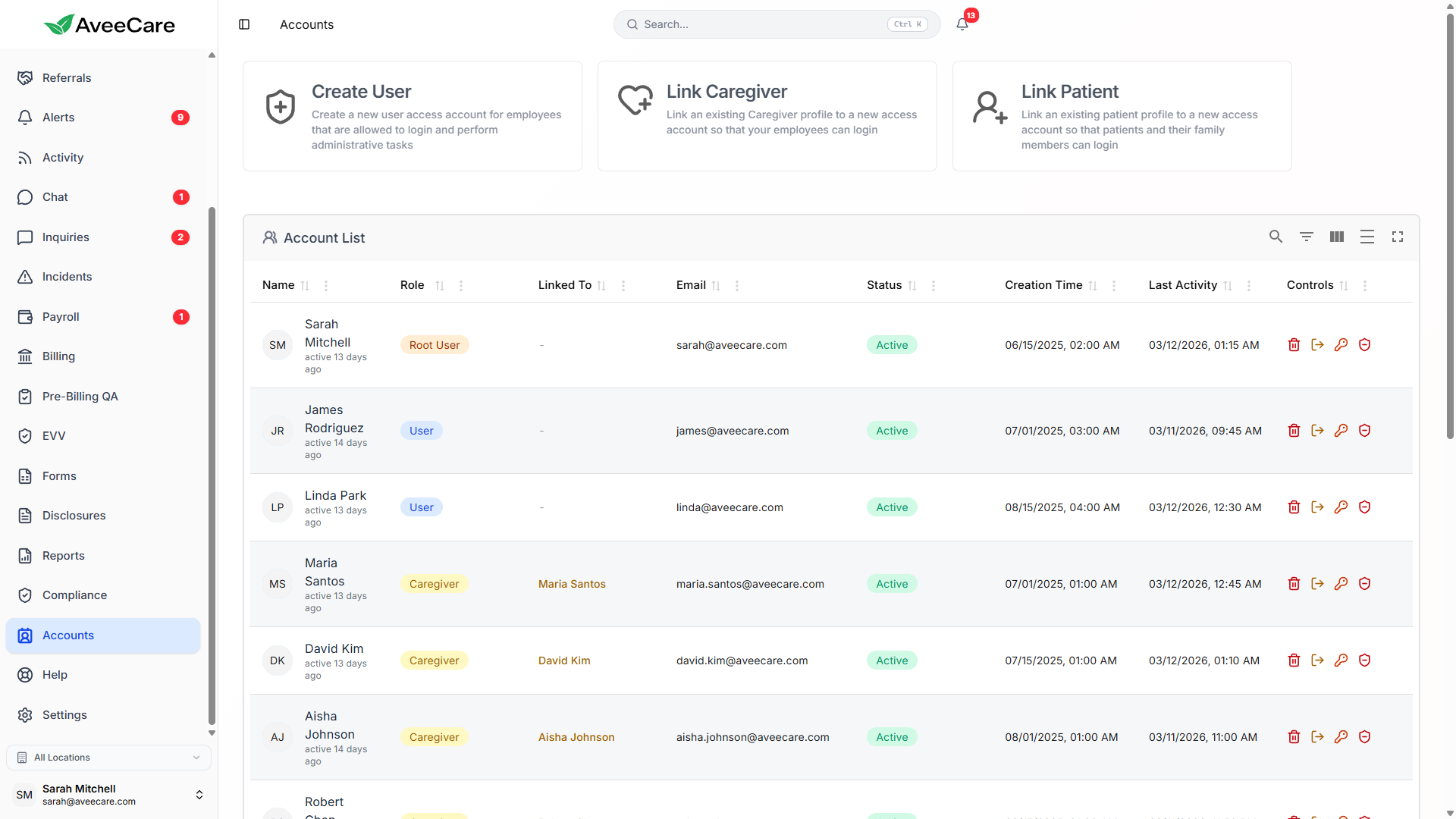 Caregiver Access and Credential Management