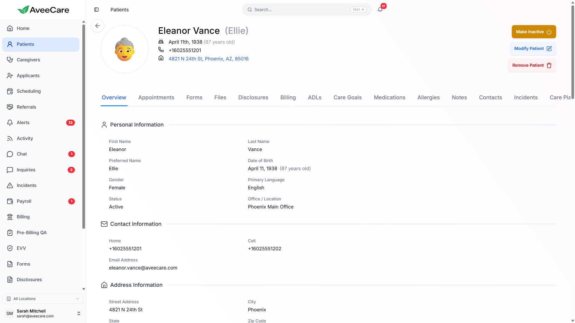 AveeCare Patient Details View